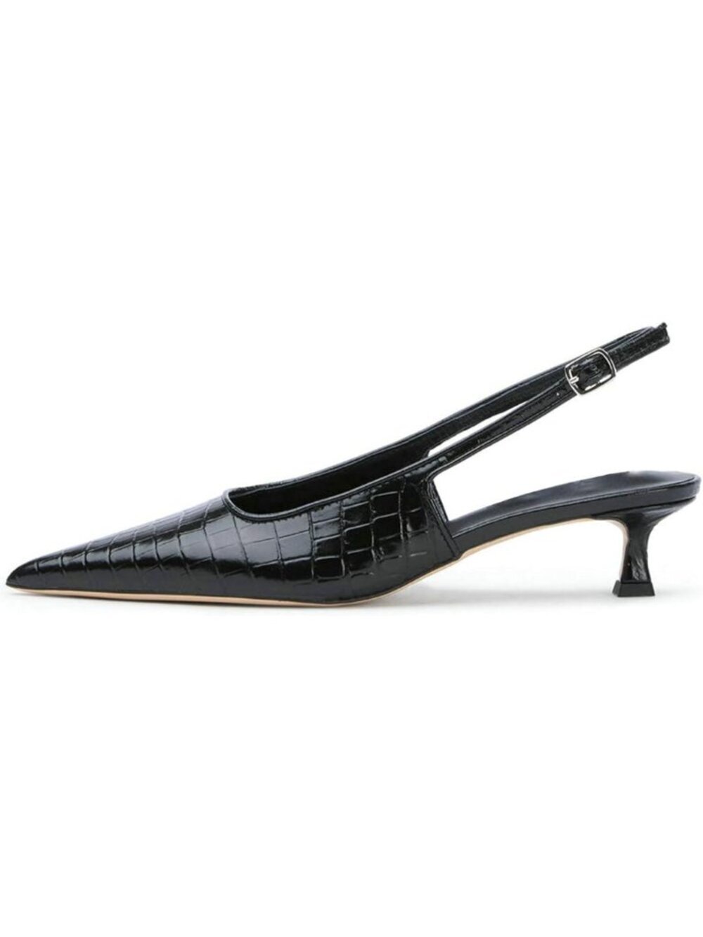 Women's Black 01 Pointed Toe Slingback Kitten Low Heels Pointed Toe Shoes